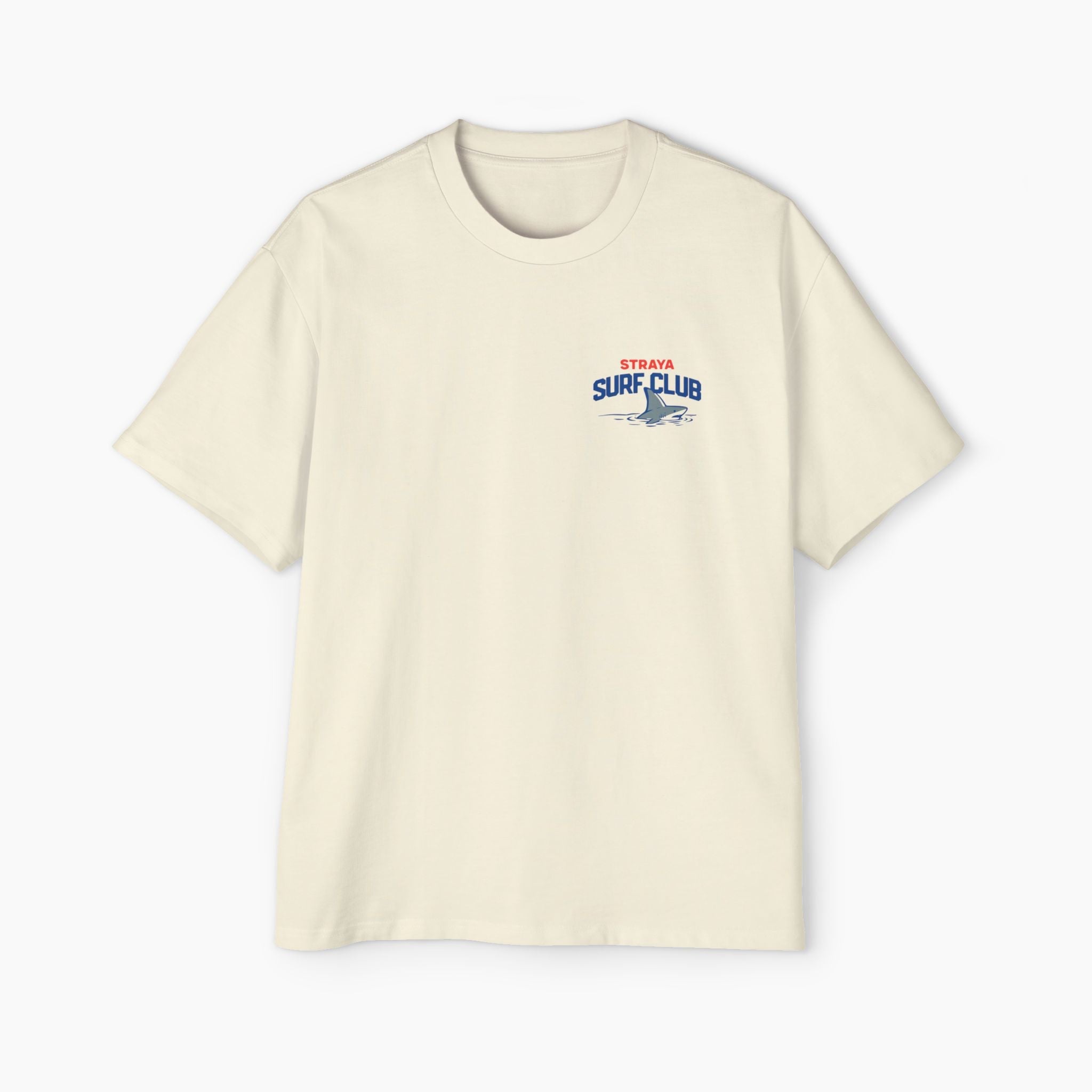 Beige t-shirt with a 'Surf Club' graphic on a white background