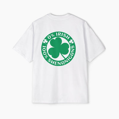 0% Irish 100% Shenanigans St Patrick's Day Boxy Oversized Tee