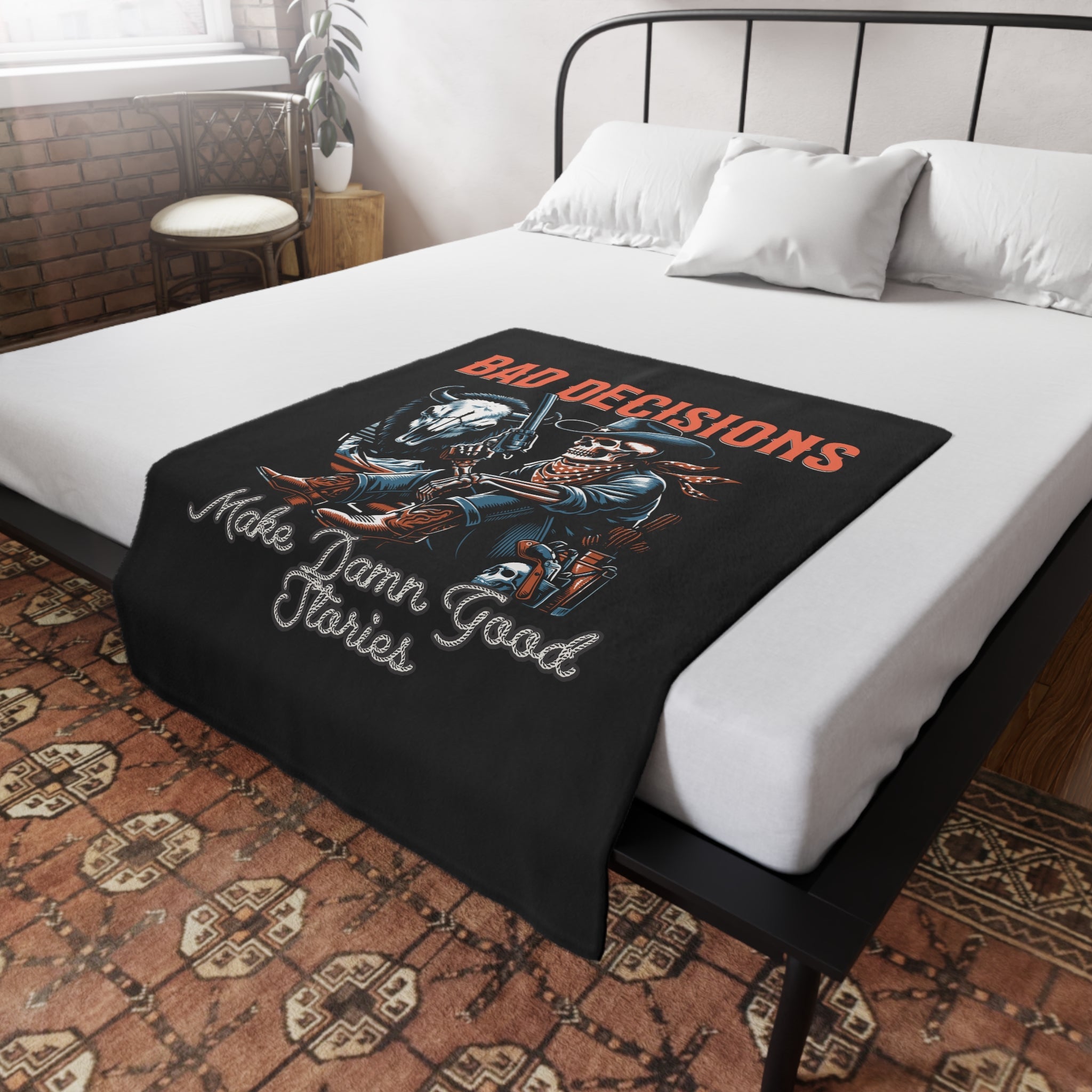 Bad Decisions Western Throw Blanket