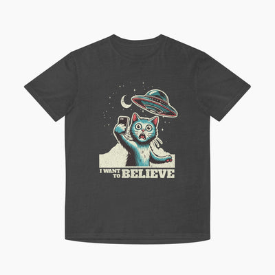 Cat UFO Selfie Unisex Faded Tee
