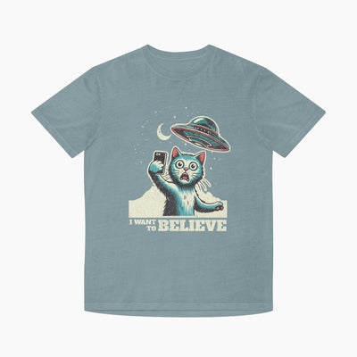 Cat UFO Selfie Unisex Faded Tee