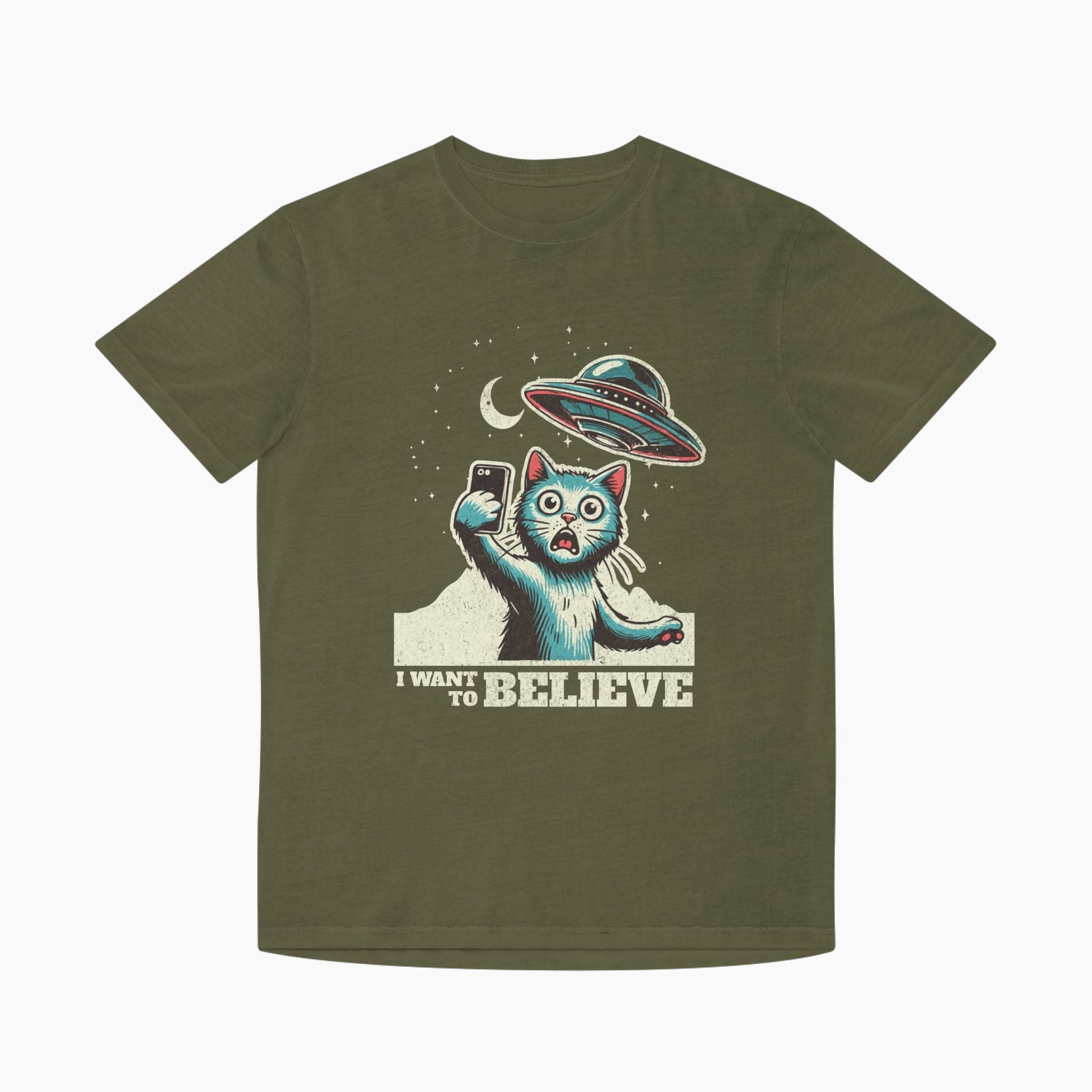 Cat UFO Selfie Unisex Faded Tee