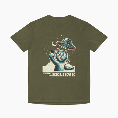 Cat UFO Selfie Unisex Faded Tee