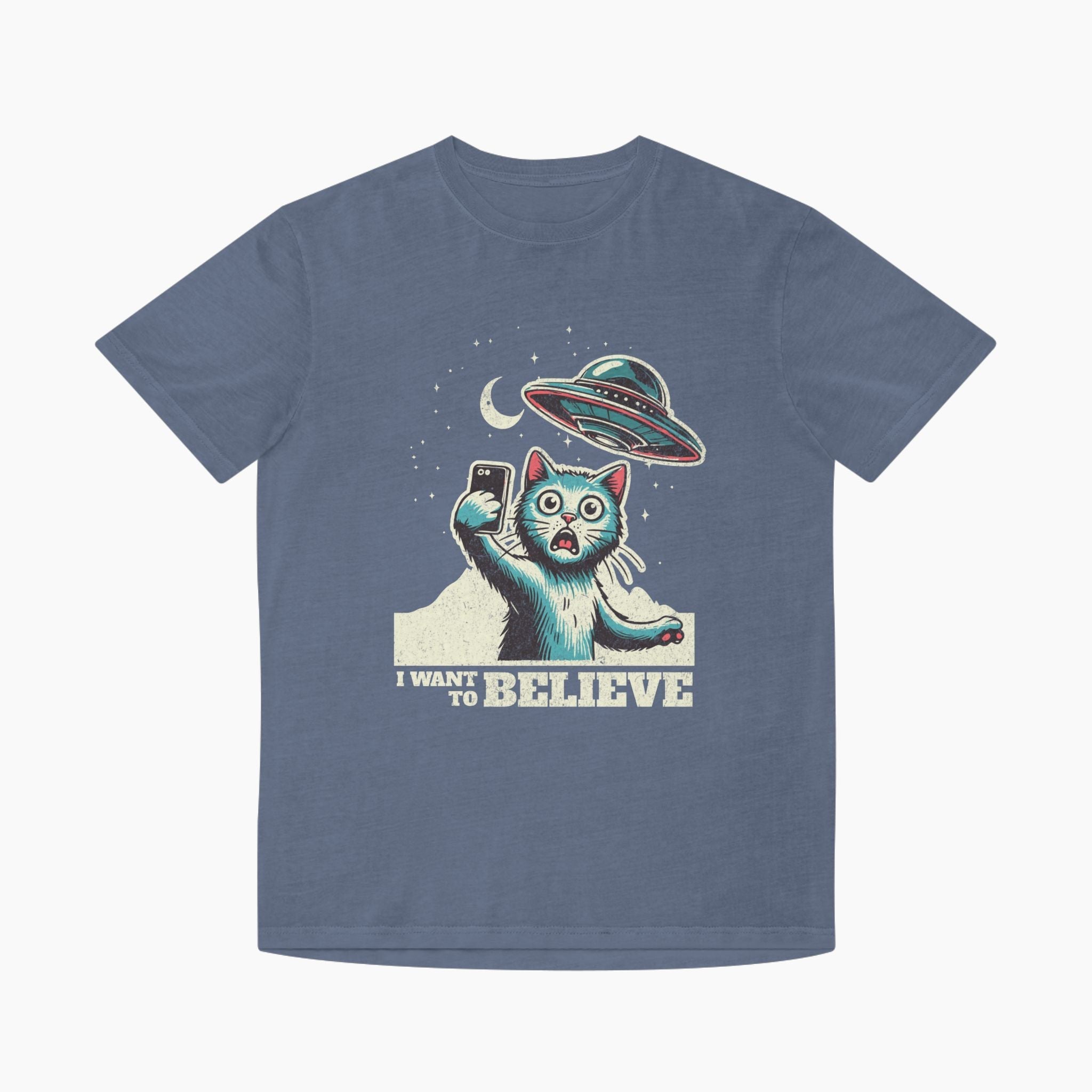 Cat UFO Selfie Unisex Faded Tee