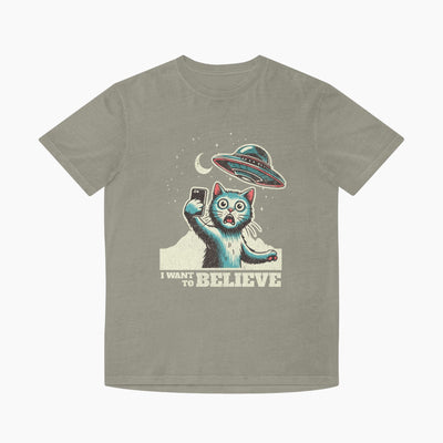 Cat UFO Selfie Unisex Faded Tee