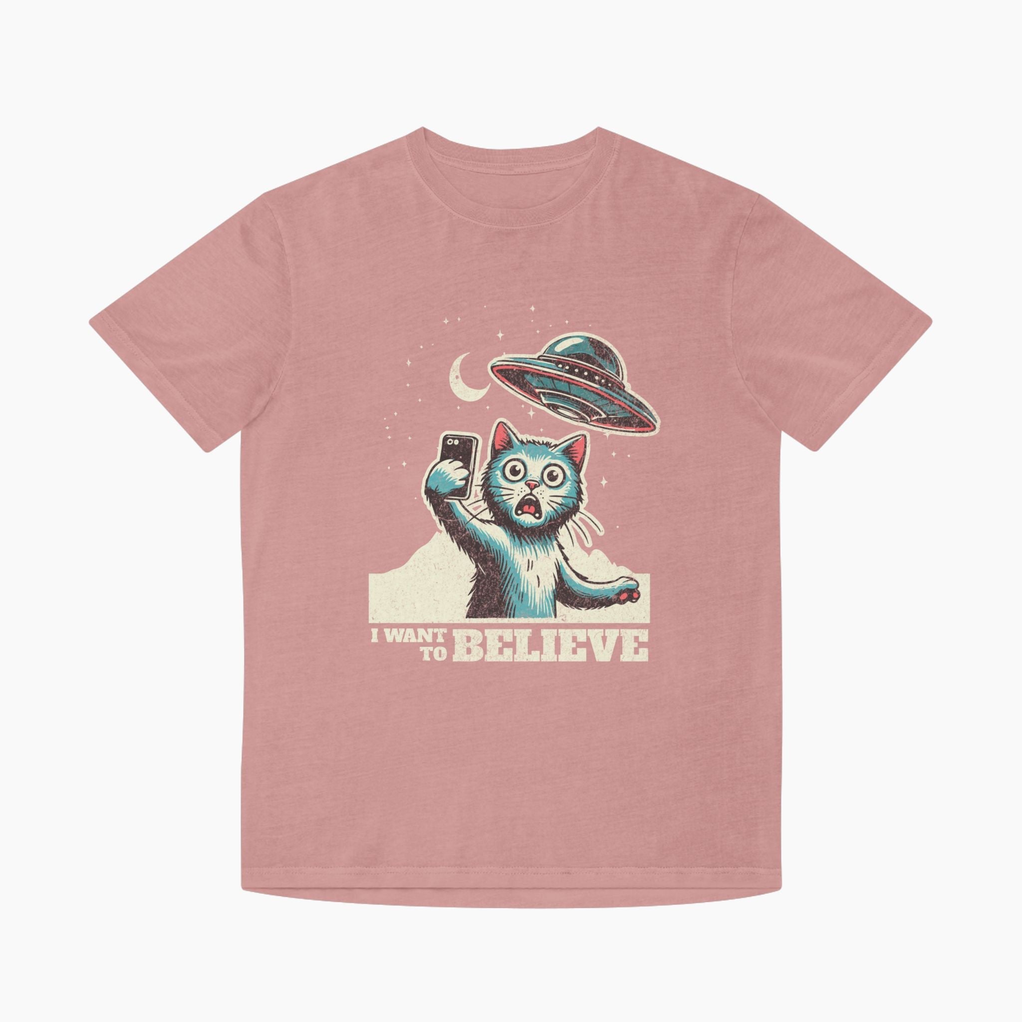 Cat UFO Selfie Unisex Faded Tee
