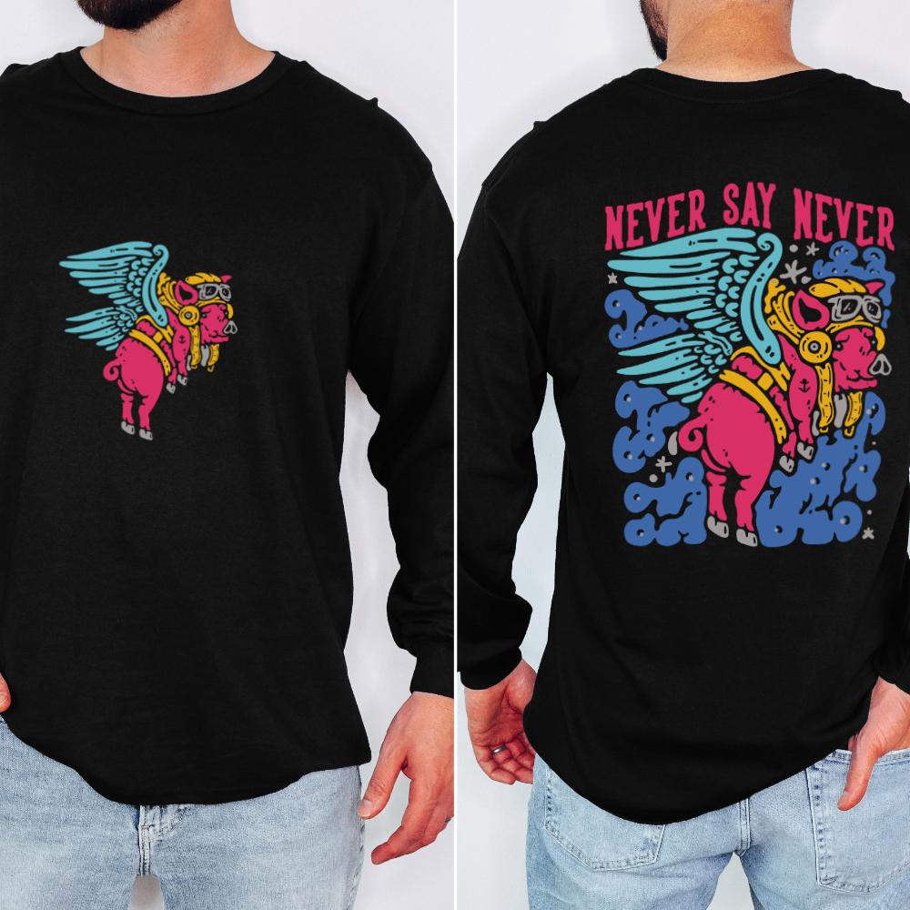 Flying Piggie's Unisex Long Sleeves - Style Circus#color_black