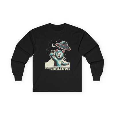 I Want To Believe Cat Unisex Long Sleeves - Style Circus