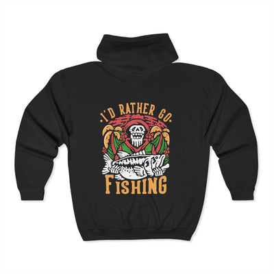 I'd Rather Go Fishing Unisex Zip-Up Hoodie