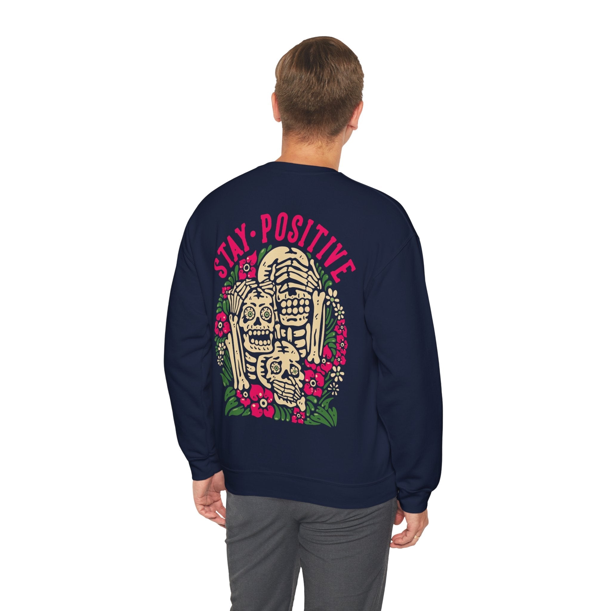 Stay Positive Unisex Sweatshirt - Style Circus#color_navy