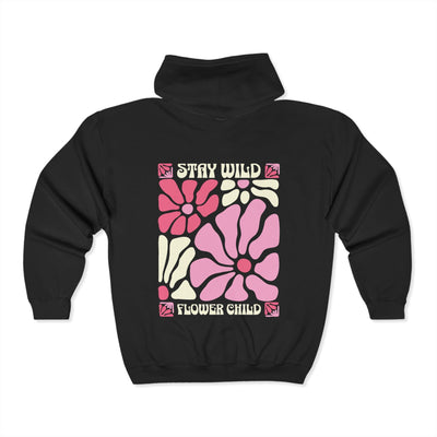 Stay Wild Flower Child Unisex Zip-Up Hoodie